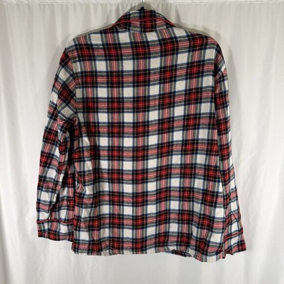 J. Crew Pajama Top Women's Large Red White Plaid Button Up 100% Cotton - Picture 8 of 10